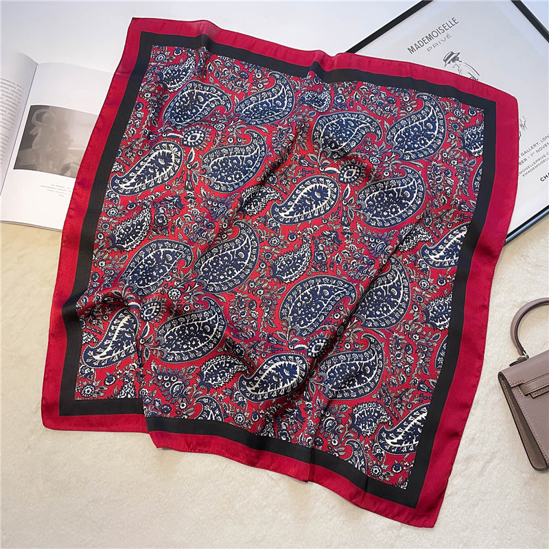 Retro Printed Scarves, Cashew Nut Versatile Temperament Scarves, Women's Small Square Scarves, Decorative Scarves