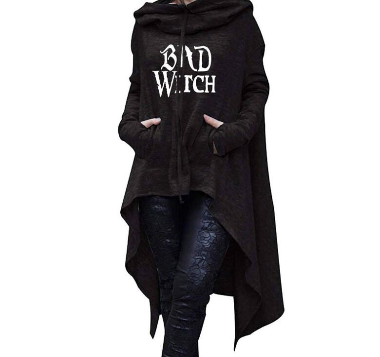 Letter Print Hoodies for Women Long Irregular Sweatshirts Hoodies