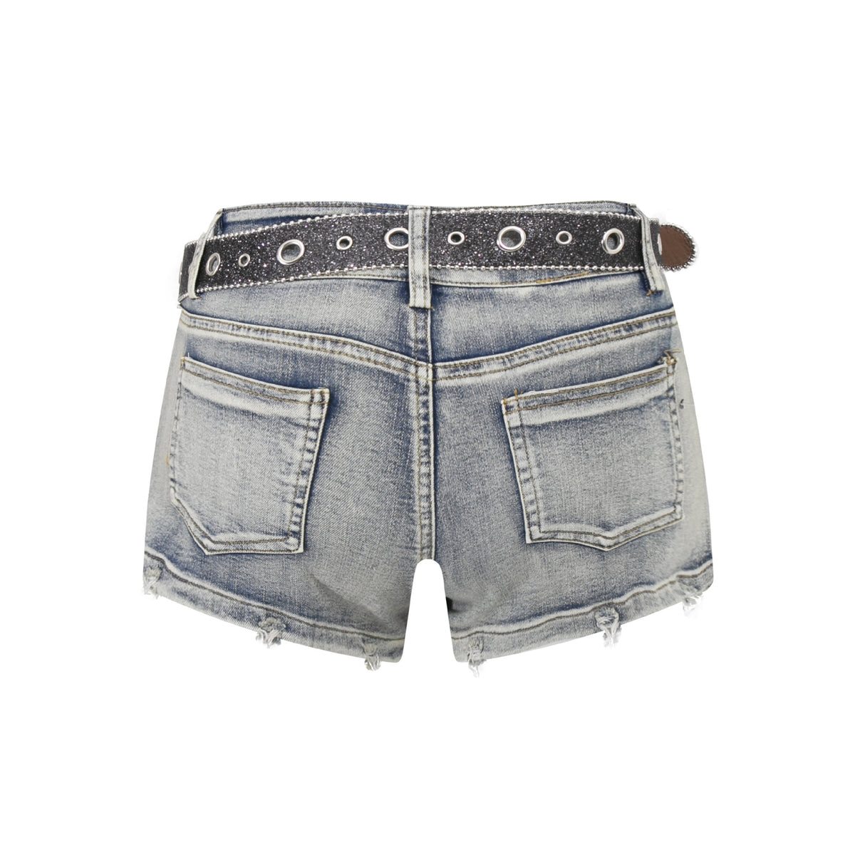 Spicy girl with low waist denim shorts for women