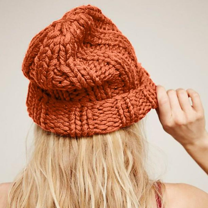 Women's Winter Hat, New Autumn Faux Fur, Warm Knitted Beanie for Girls, Women's Chunky Thick Stretchy Hats