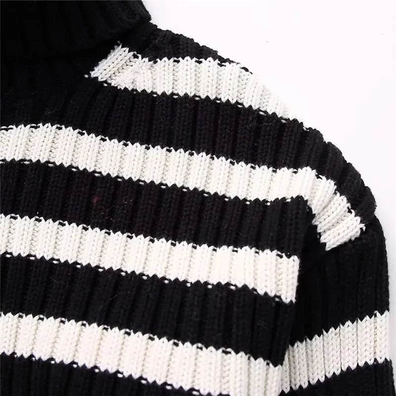 Women's Turtleneck Knitted Sweater Autumn Winter Long Sleeve Knit Cropped Sweaters For Women