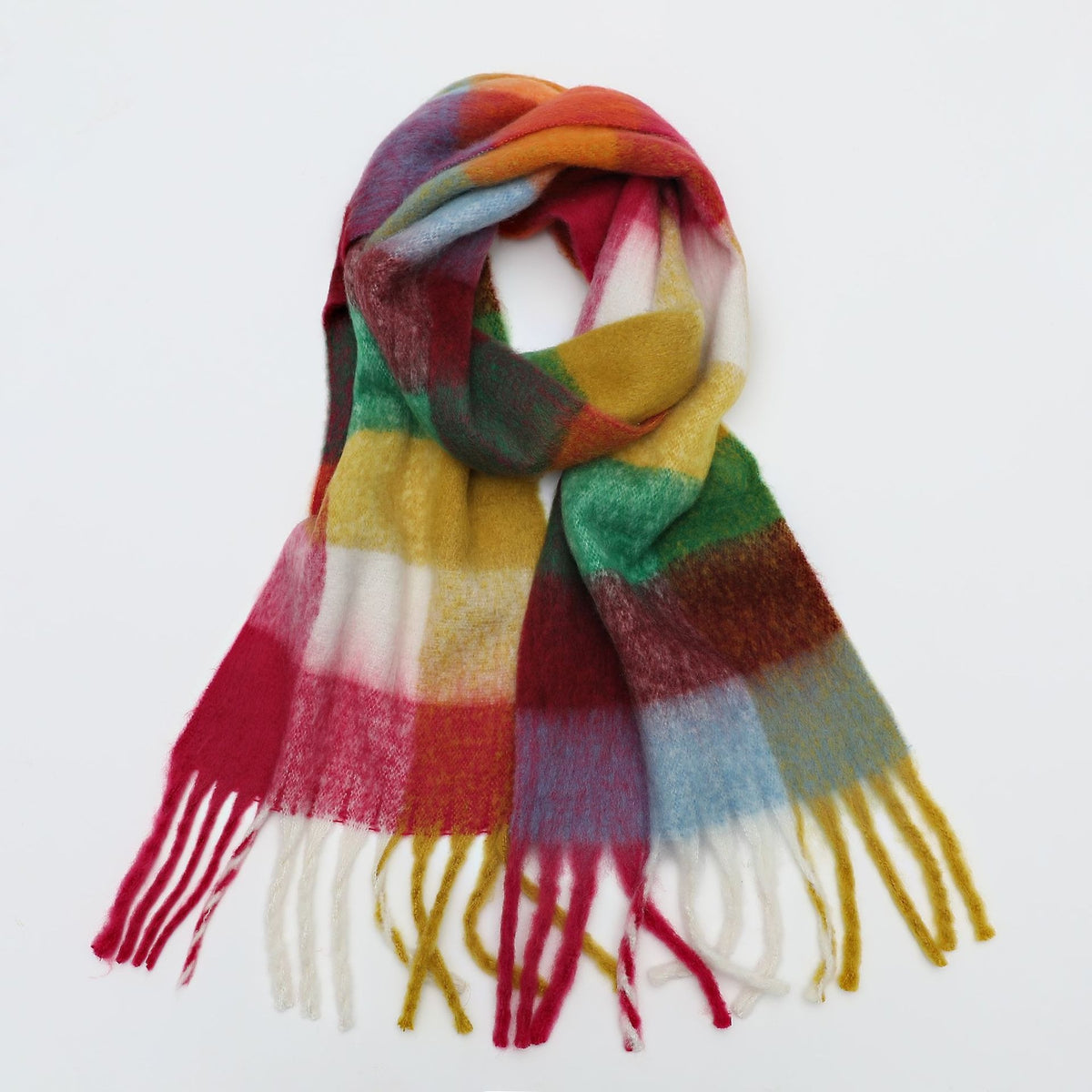 Autumn and winter scarves made of imitation cashmere, thickened and warm striped plaid scarves, women's fashion tassels, long necklaces for men and women, couples