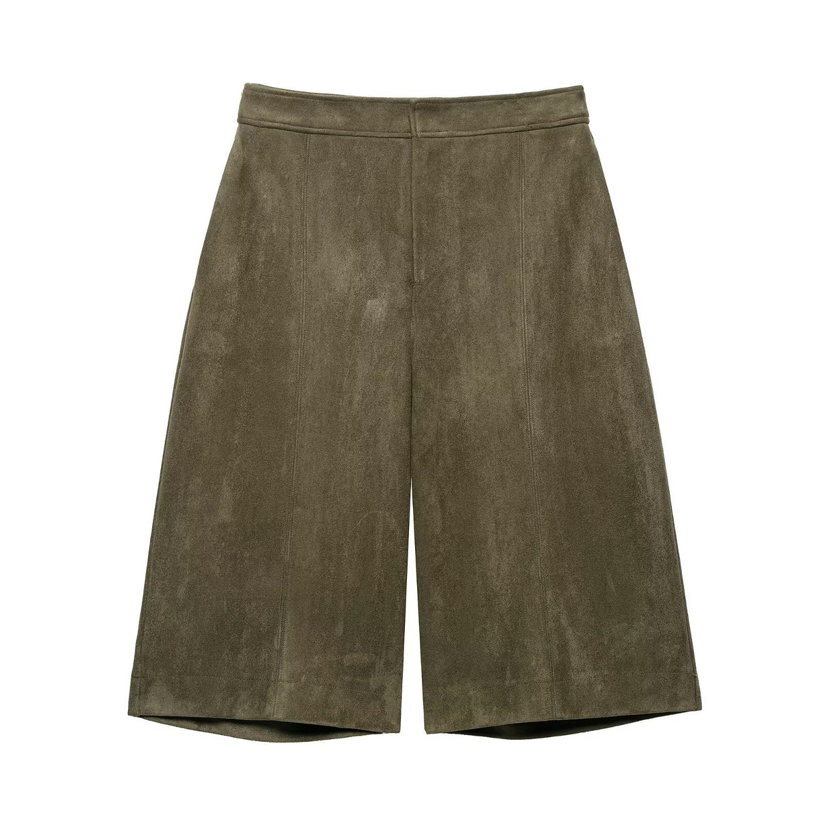Suede textured casual shorts for women