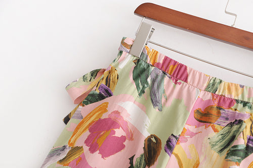 Chic Printed Shorts Dress with Bow Detail for Women