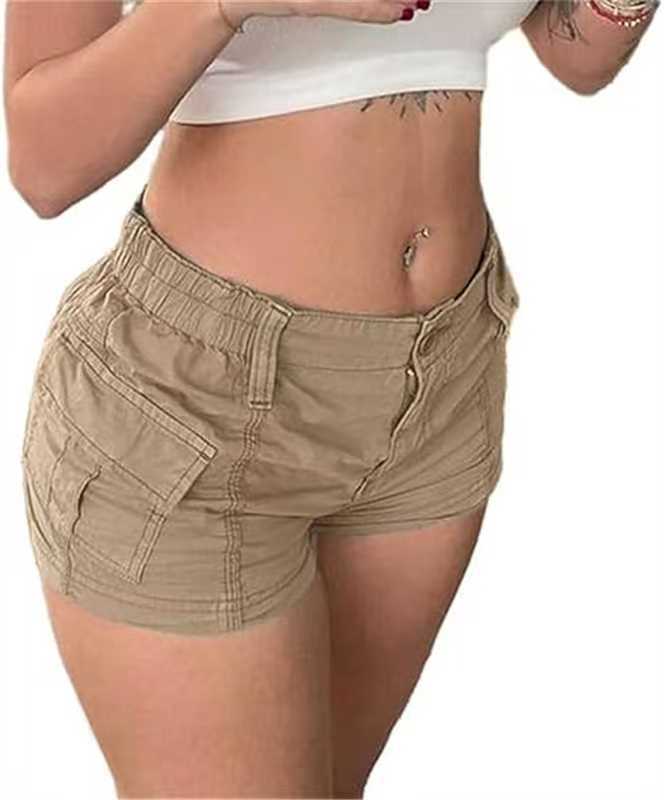Solid color workwear denim shorts