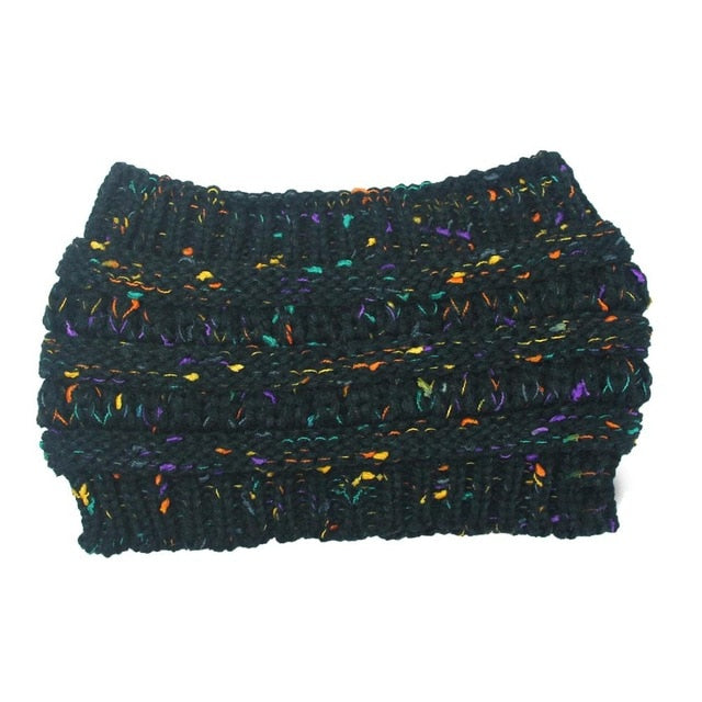 New Ponytail Beanie Women Stretch Knitted Crochet Beanies Winter Hats For Women Hats Cap Warm Lady Messy Bun Wholesale