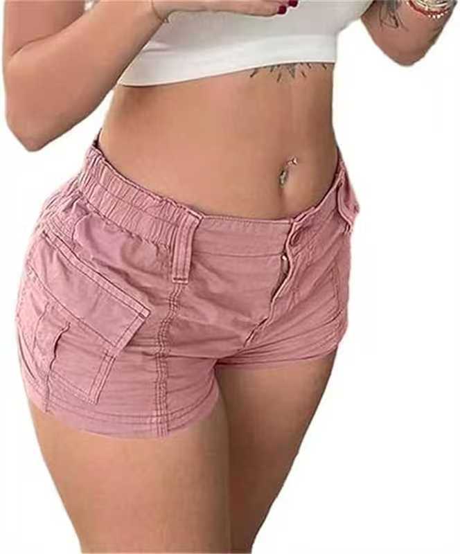 Solid color workwear denim shorts