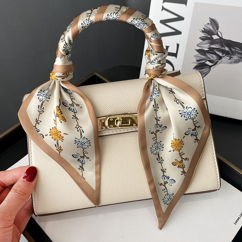 Spring And Summer New Women's Literary And Artistic Floral Long Small Scarves Professional Silk Scarf Fashionable Binding Bag Ribbon Hair Band Scarves