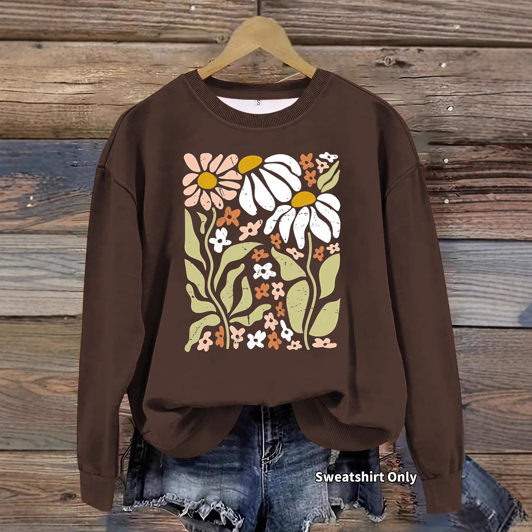 Floral pattern printed hoodie for women