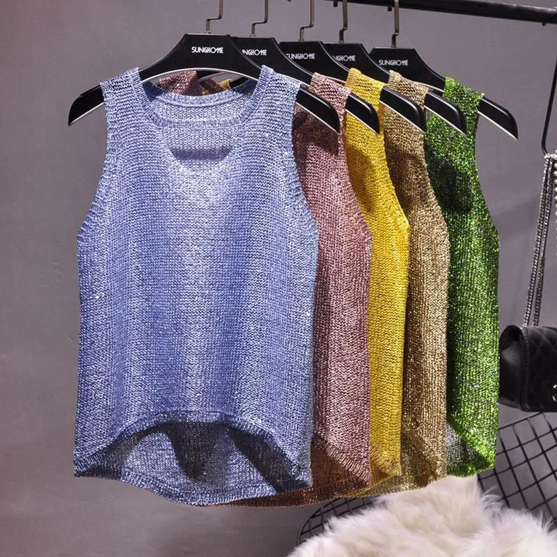 Women's Fashion Korean Tank Top Heart Cut-Out Top Sexy Hollow Out Bright