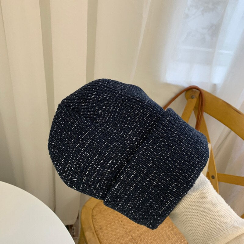 Warm Women's Reflective Beanie Hat Black Grey Winter Autumn Knitted Hat Winter Cap Women's Hats Women's Hat
