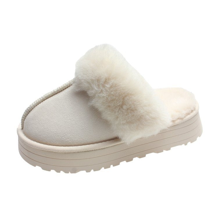 Winter Brand Plush Cotton Slippers Women Flats Shoes Platform Casual Home Suede Fur Slippers for Women