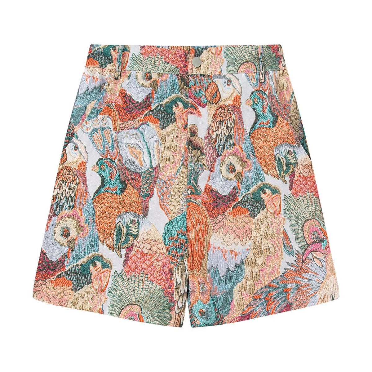 Peacock Embroidered Casual Shorts for Women
