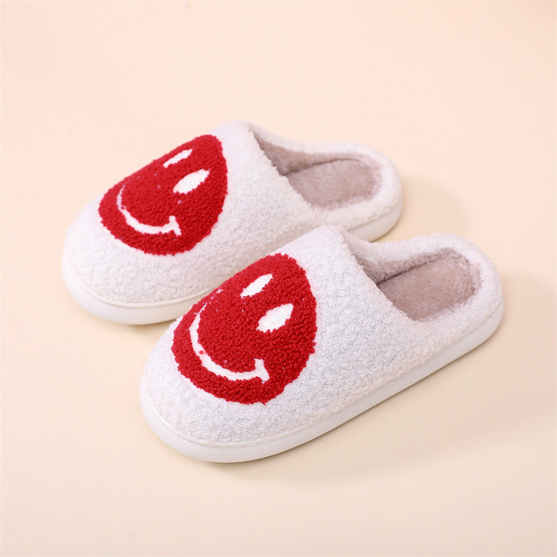 Smiling Face Cotton Slippers For Men And Women, Lovers' Cotton Slippers, Cute Thick-Soled Cartoon Anti-Skid Home Slippers