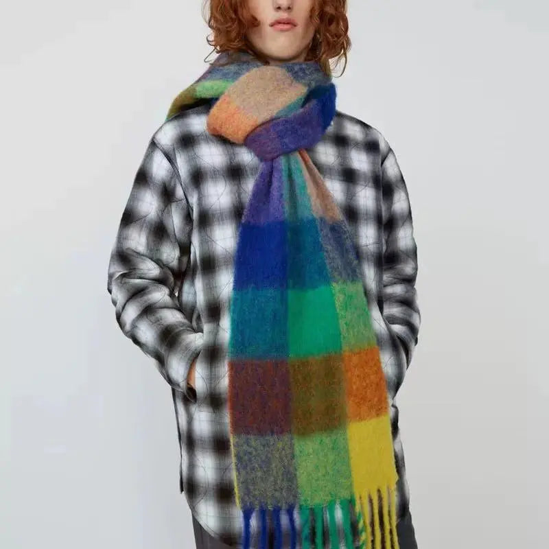 Winter Plaid Cashmere Scarf Fashion Shawl Colored Checked Scarves Warm