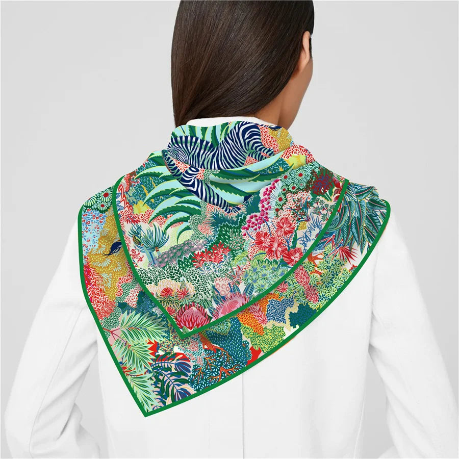 Silk Scarf Foreast Zebra Print
