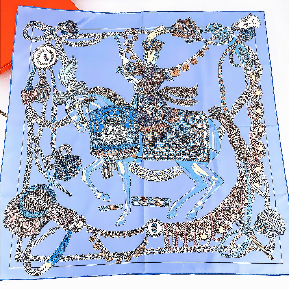 Handmade Curled Women's Knight Decorative Shawl Large Square Scarf In Stock Scarves