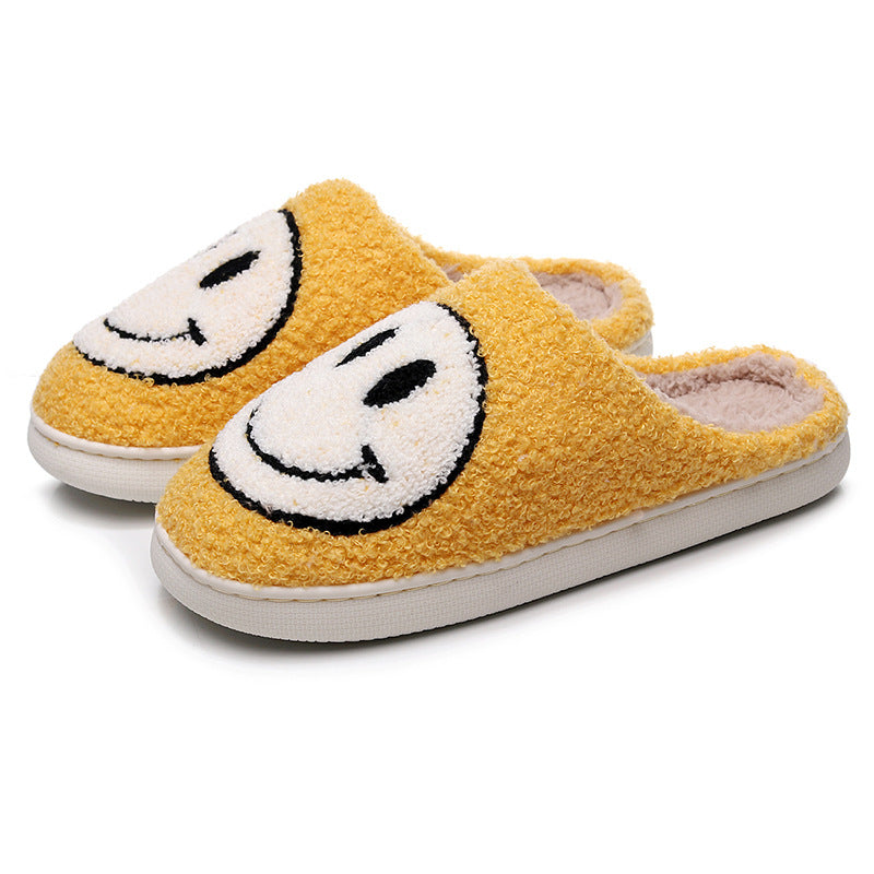 Smiling Face Cotton Slippers For Men And Women, Lovers' Cotton Slippers, Cute Thick-Soled Cartoon Anti-Skid Home Slippers