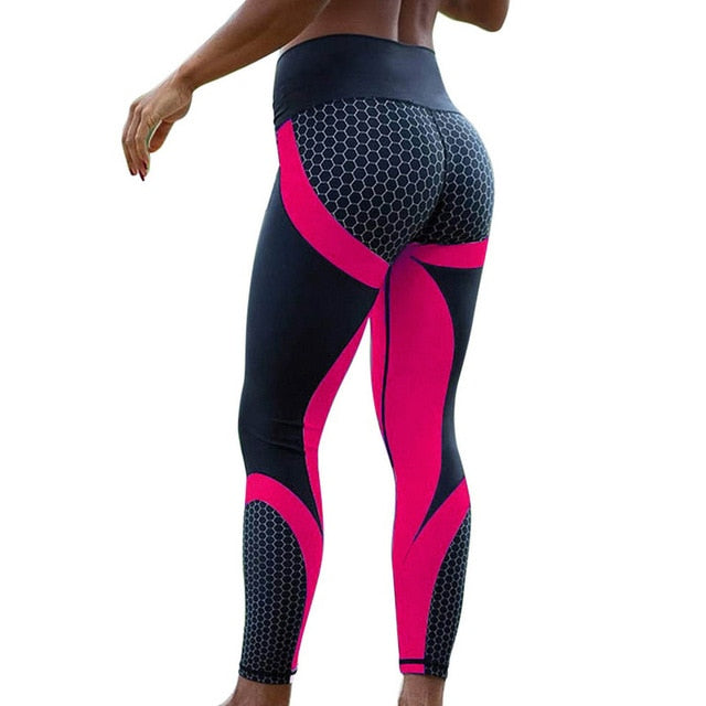 Women’s Mesh Print Fitness & Workout Leggings – Slim Fit Black/White Pants