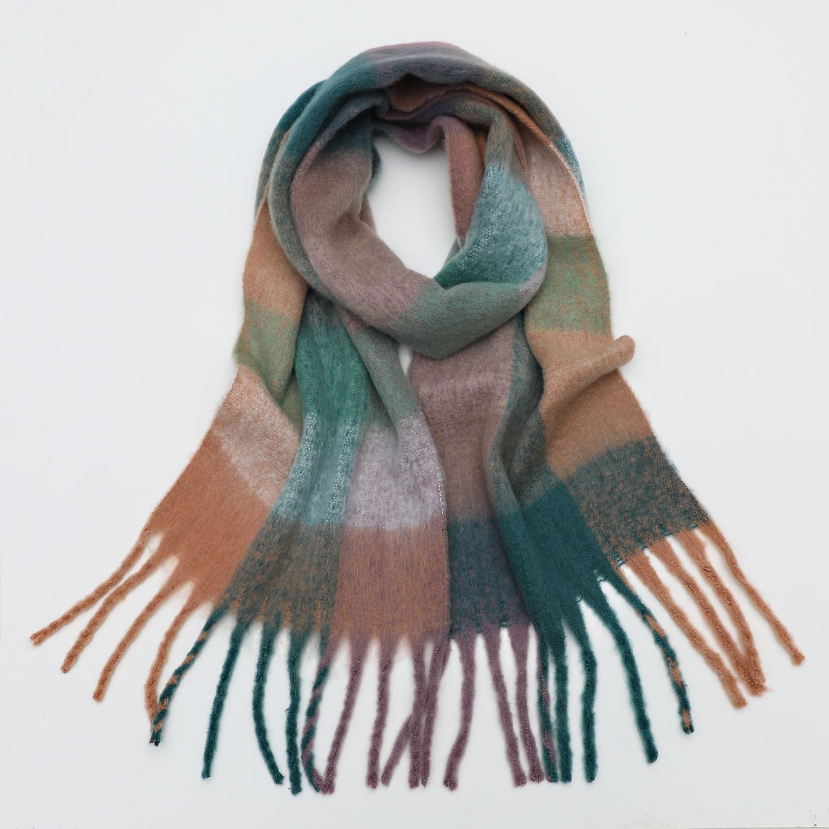 Autumn and winter scarves made of imitation cashmere, thickened and warm striped plaid scarves, women's fashion tassels, long necklaces for men and women, couples