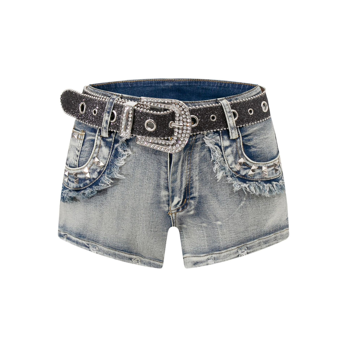 Spicy girl with low waist denim shorts for women