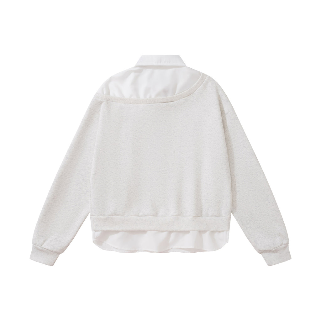 Retro puppy embroidery fake two hoodies for women