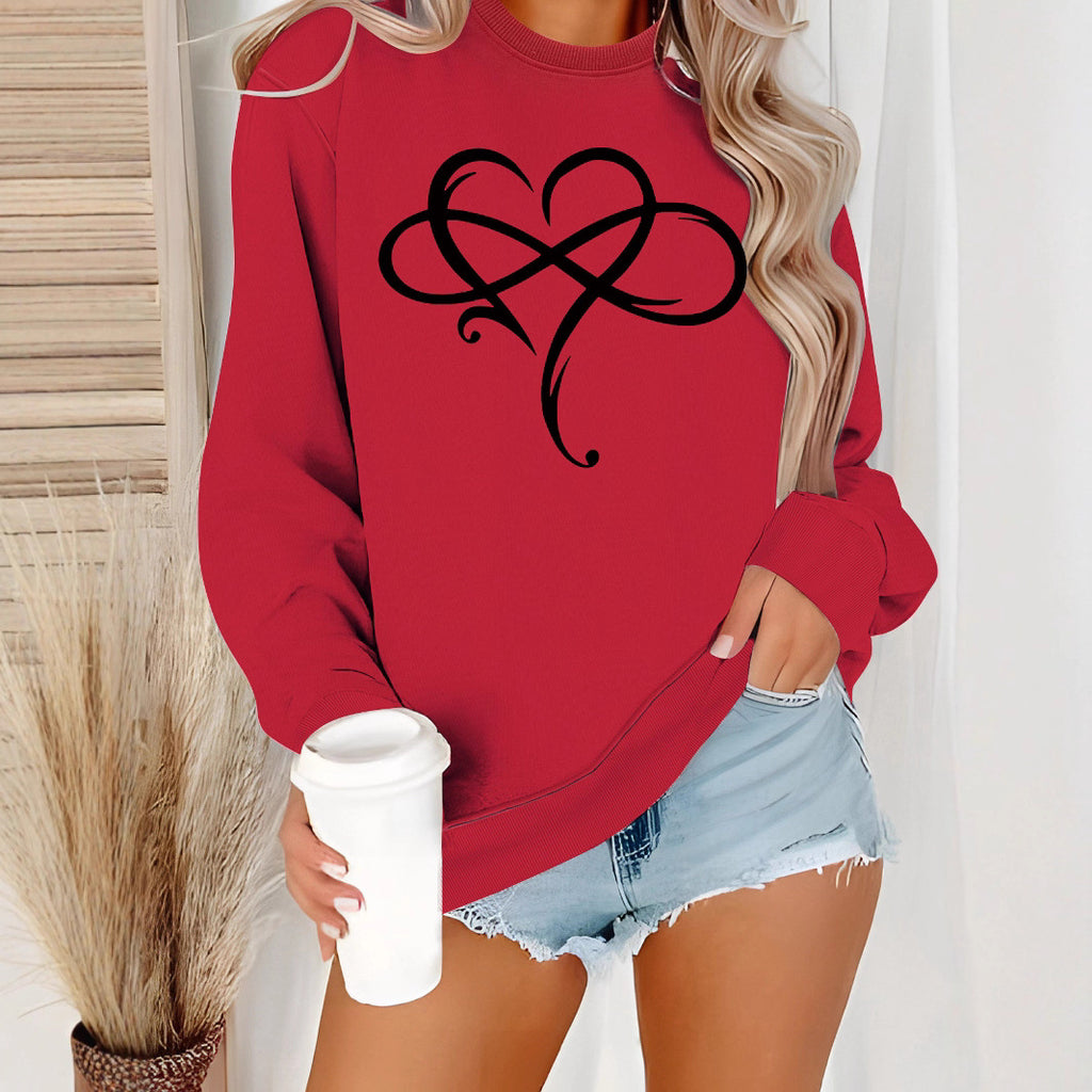 Women's heart-shaped geometric pattern hoodie