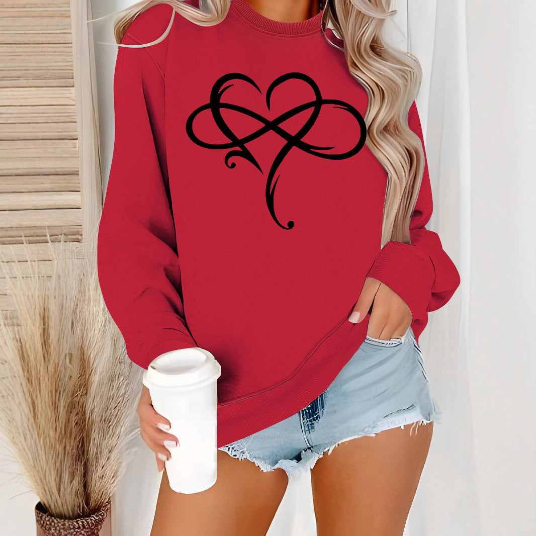 Hoodie heart-shaped geometric pattern hoodie for women