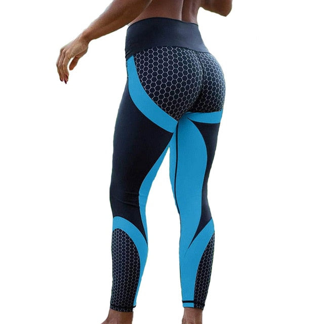 Women’s Mesh Print Fitness & Workout Leggings – Slim Fit Black/White Pants