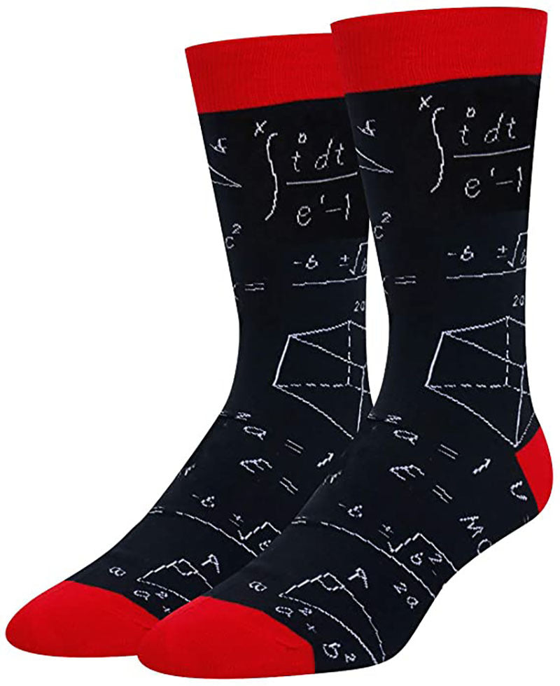 Colorful Mathematical Formula Problem Solving Printed Men's Cotton Socks