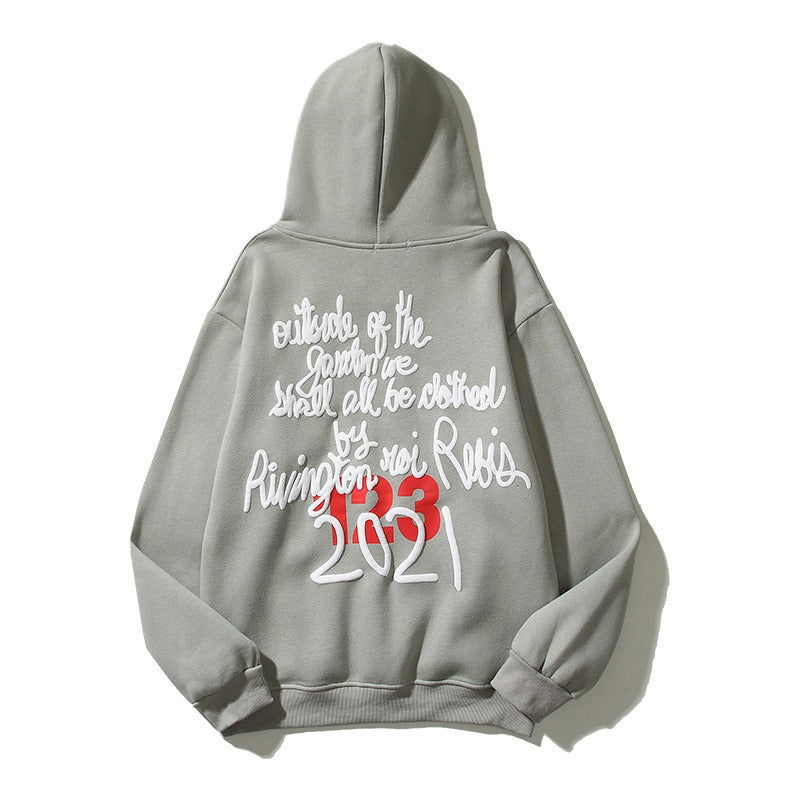 New Plush Sweaters For Men And Womens Ins Trendy Hoodies With Floral Foam Printing Letters For Couples