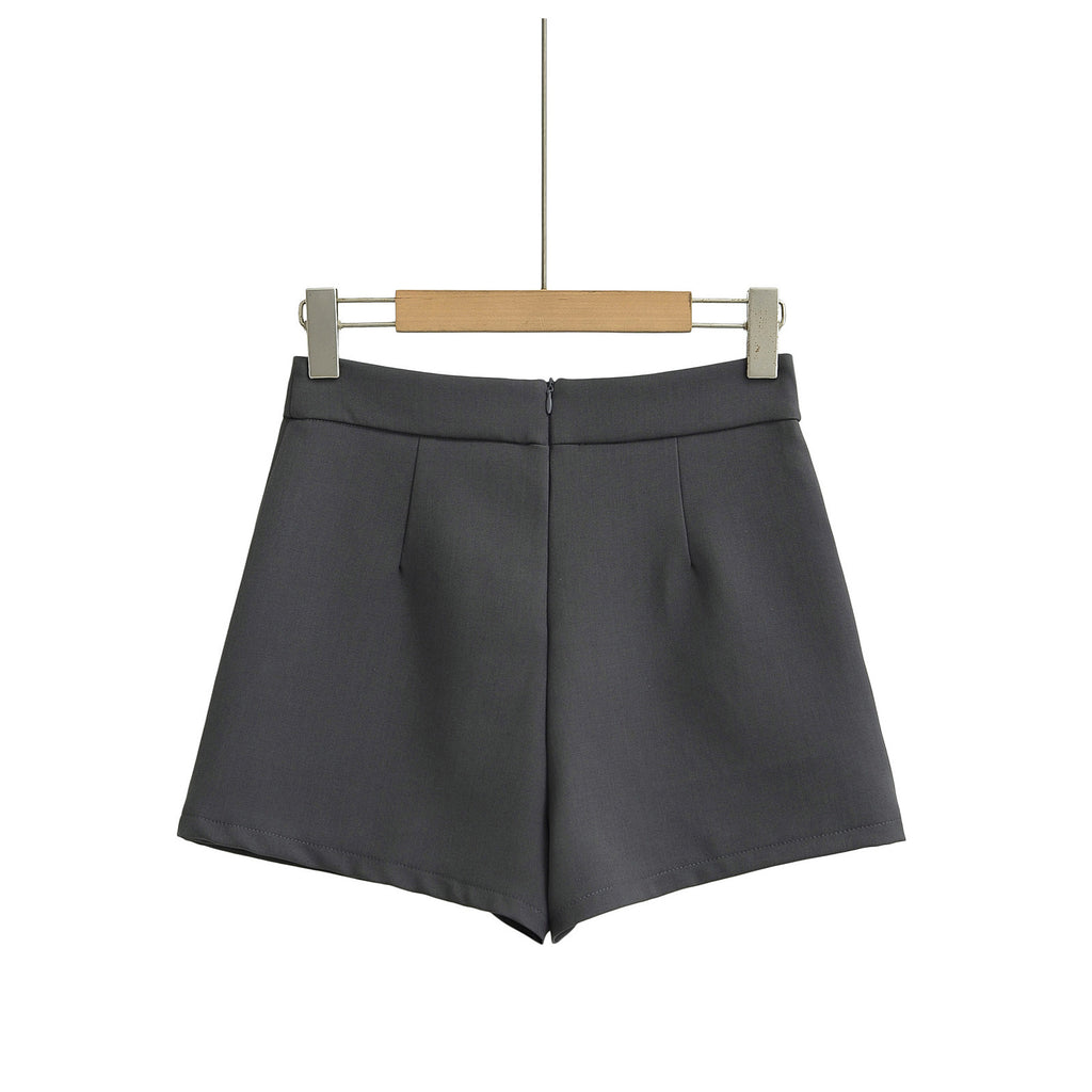 Jupe-culotte taille haute avec fermeture éclair au dos pour femme