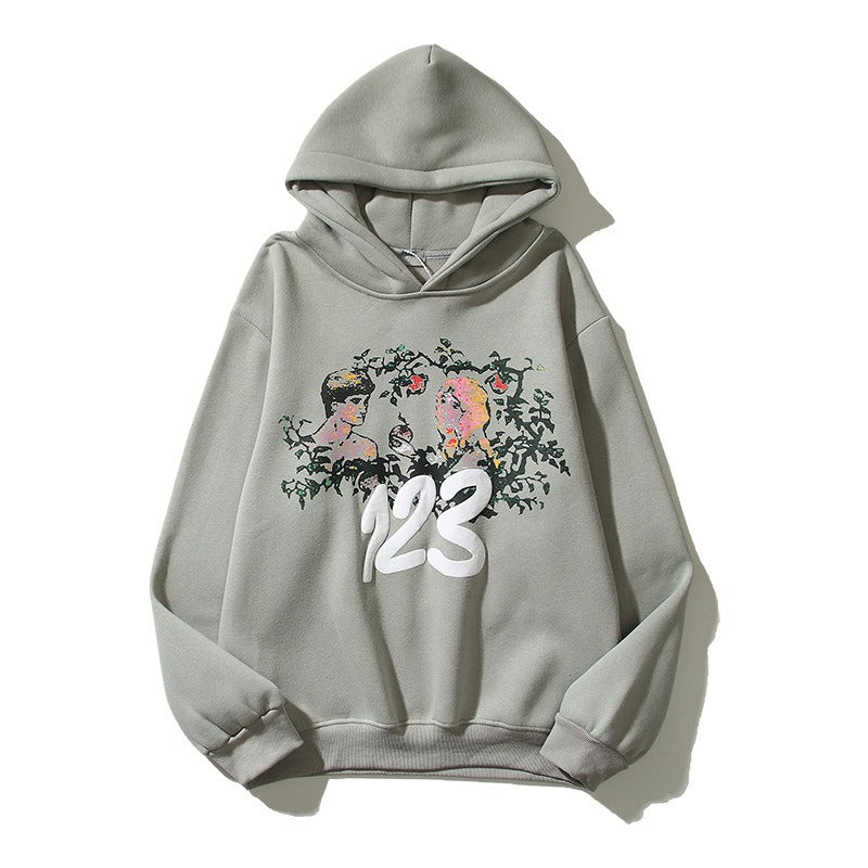 New Plush Sweaters For Men And Womens Ins Trendy Hoodies With Floral Foam Printing Letters For Couples