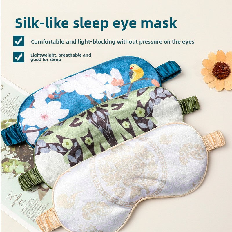 Double-Sided Imitation Silk Eye Mask Satin Eye Protection Blackout Sleep Mulberry Silk Eye Mask Printed Spot Wholesale