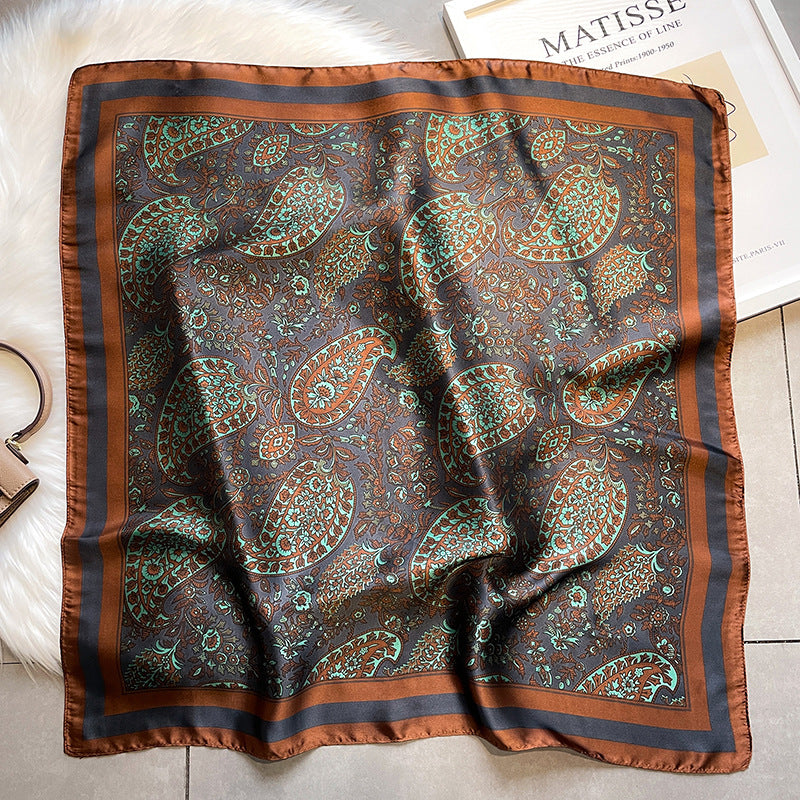 Retro Printed Scarves, Cashew Nut Versatile Temperament Scarves, Women's Small Square Scarves, Decorative Scarves