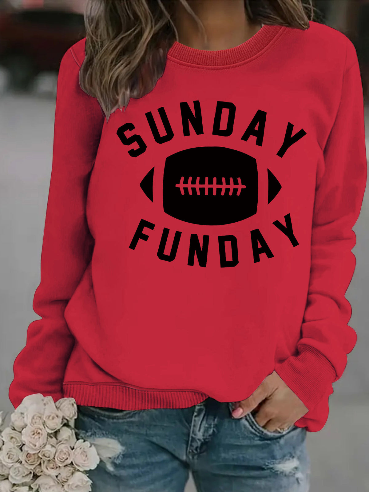 Rugby letter printed hoodie for women
