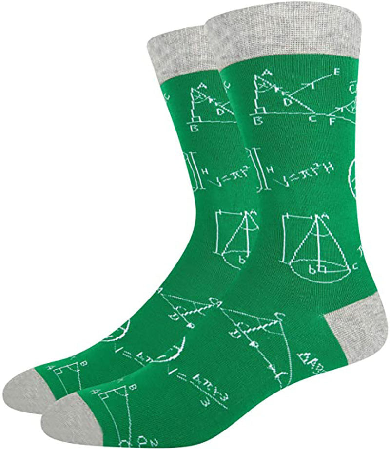 Colorful Mathematical Formula Problem Solving Printed Men's Cotton Socks