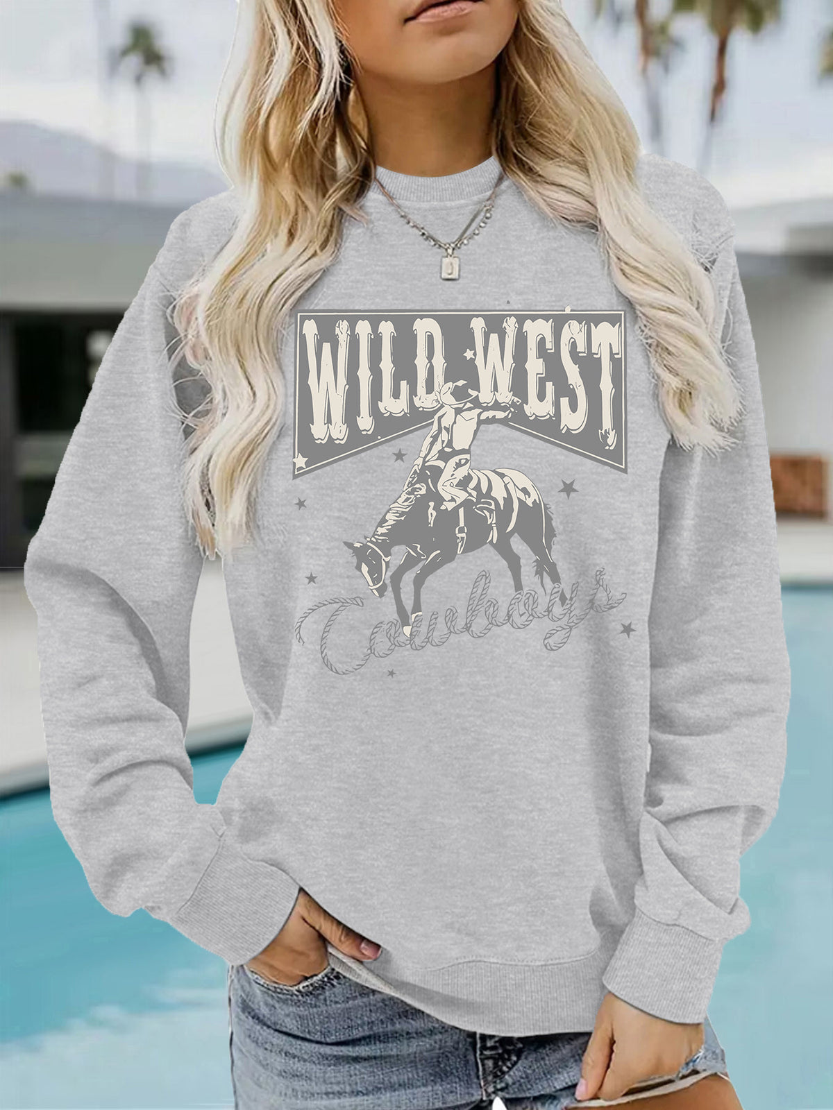 Cowboy pattern hoodie for women