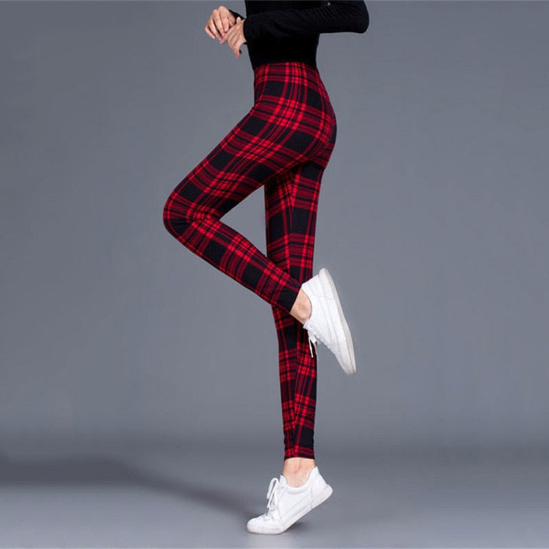 Plaid Leggings Women Sexy Pants Push Up Leggings Fashion Fitness Leggings Gym Sporting Plus Size High Waist Trousers