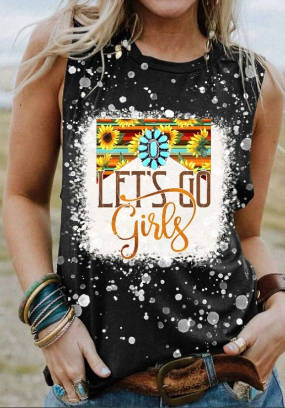 Women’s Sleeveless Loose-Fit Graphic Tank Top – Casual Summer Shirt