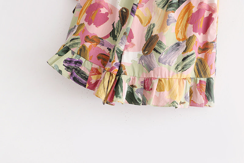 Chic Printed Shorts Dress with Bow Detail for Women