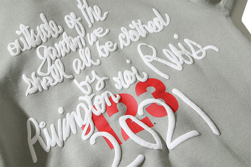 New Plush Sweaters For Men And Womens Ins Trendy Hoodies With Floral Foam Printing Letters For Couples