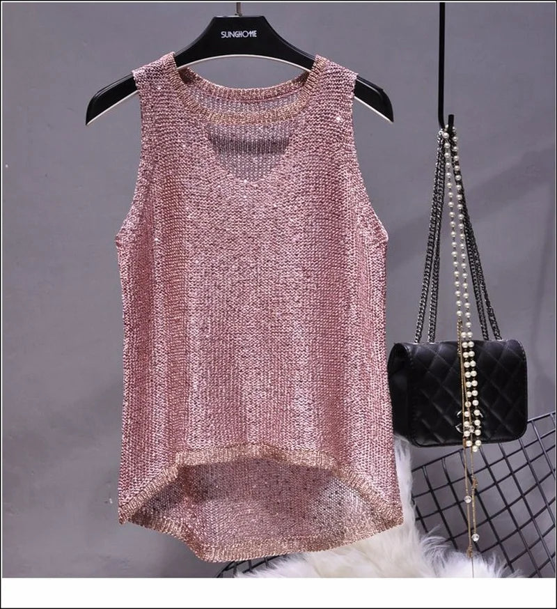 Women's Fashion Korean Tank Top Heart Cut-Out Top Sexy Hollow Out Bright