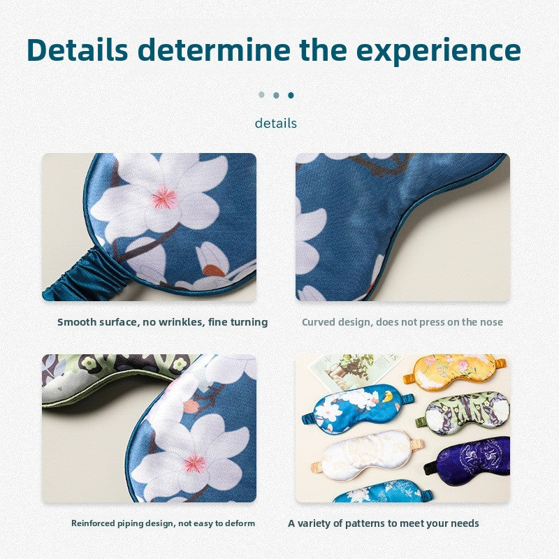 Double-Sided Imitation Silk Eye Mask Satin Eye Protection Blackout Sleep Mulberry Silk Eye Mask Printed Spot Wholesale