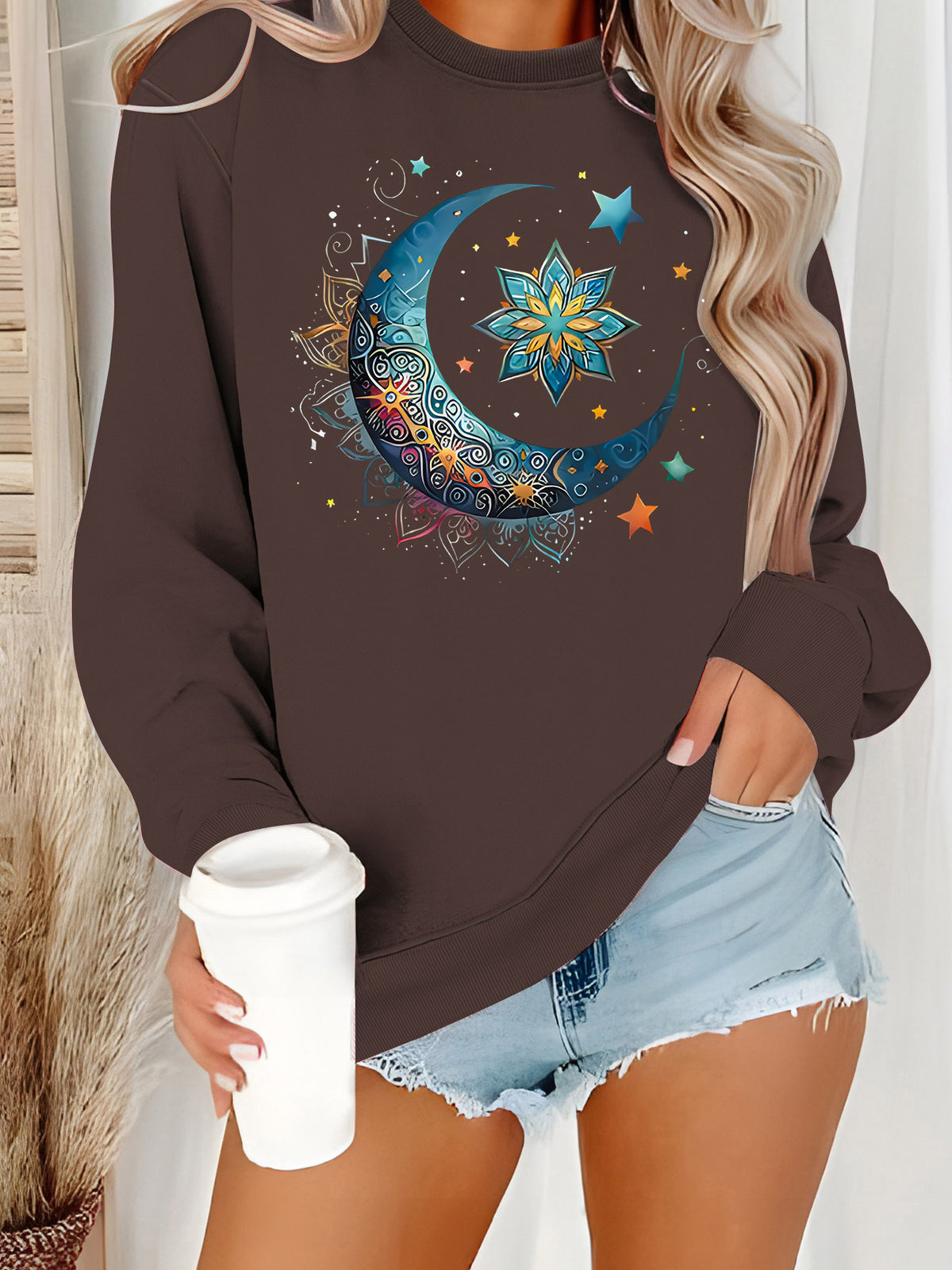 Letter pattern printed hoodie for women