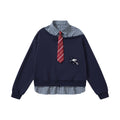 Retro puppy embroidery fake two hoodies for women