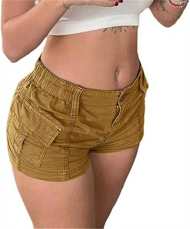 Solid color workwear denim shorts