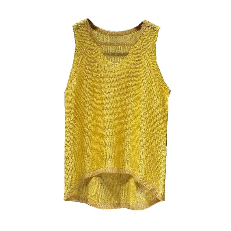 Women's Fashion Korean Tank Top Heart Cut-Out Top Sexy Hollow Out Bright