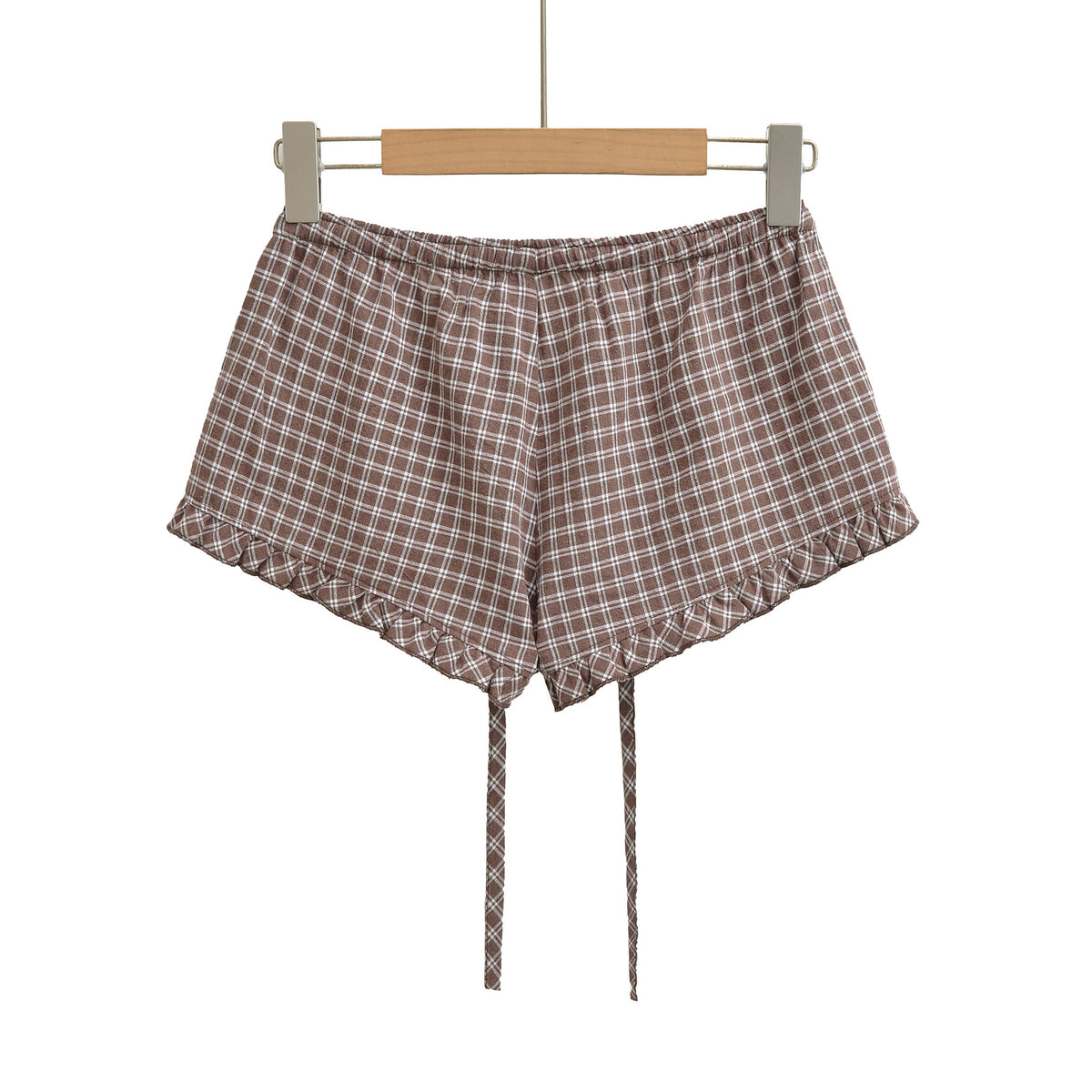 Loose checkered wide leg shorts for women