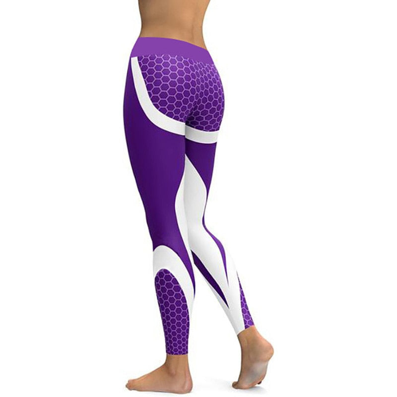 Mesh Pattern Print Leggings Fitness Leggings For Women Sporting Workout Leggings Elastic Slim Black White Pants